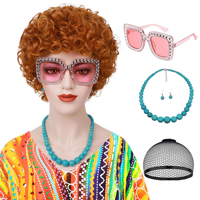 Red Orange Curly Costume Wig