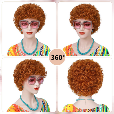 Red Orange Curly Costume Wig
