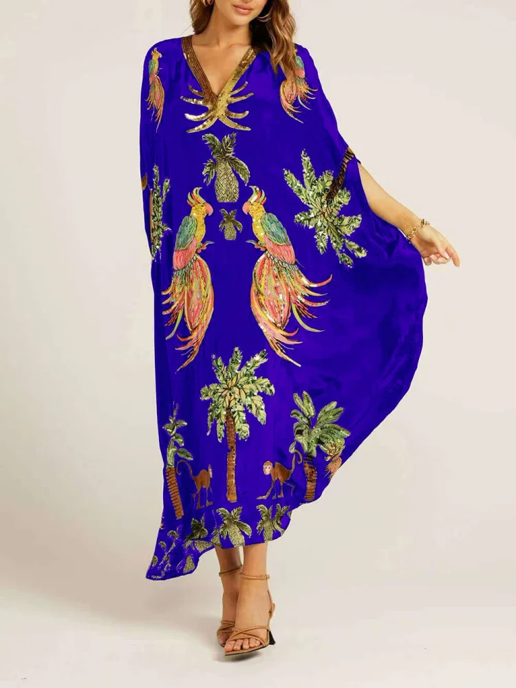 Tropical Paradise Embroidered Kaftan