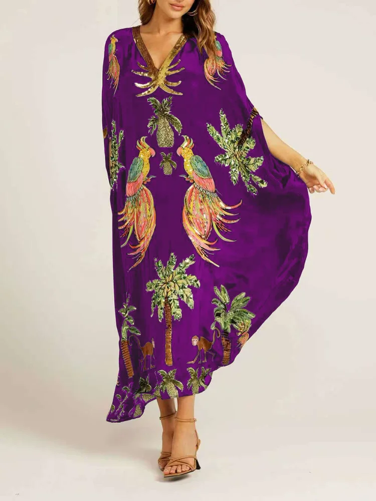 Tropical Paradise Embroidered Kaftan