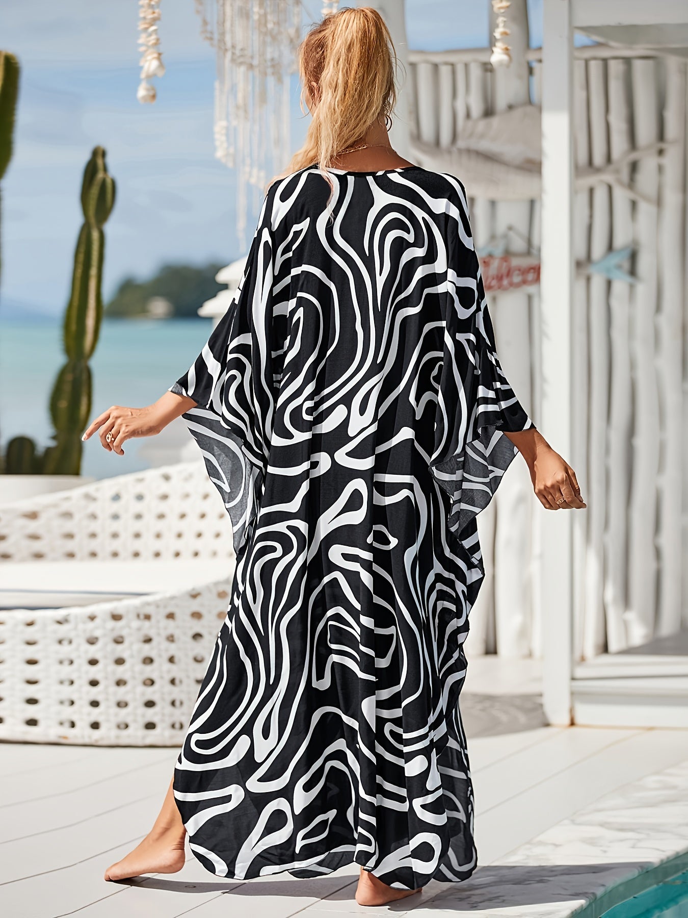 Tropical Resort Linen Maxi Dress