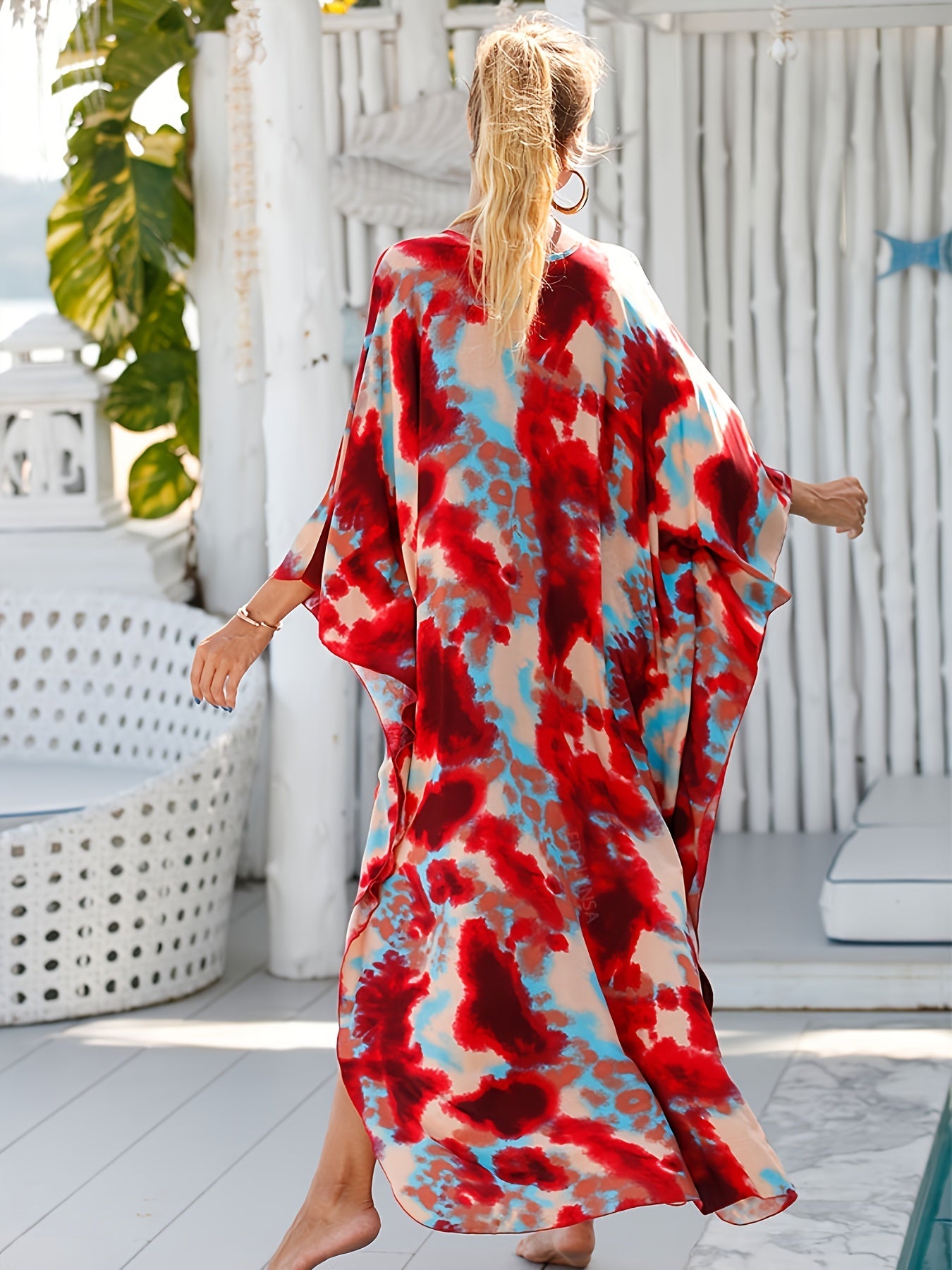 Tropical Resort Linen Maxi Dress