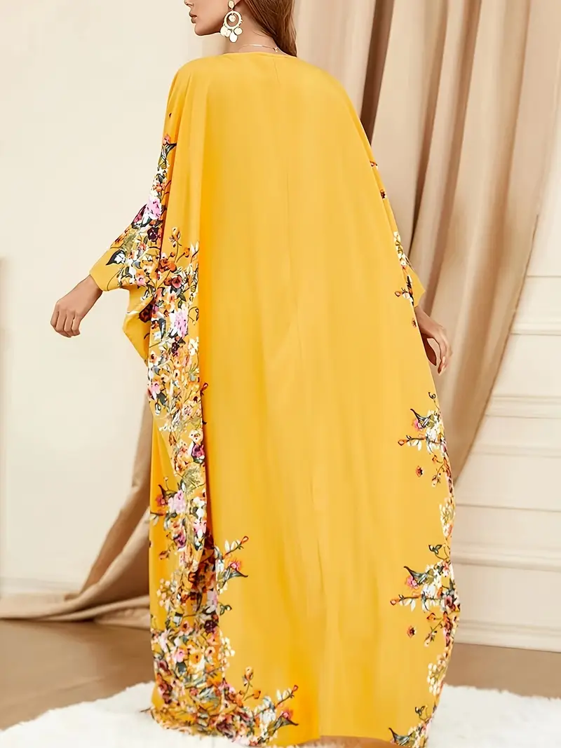 Floral Embroidered Kaftan Dress