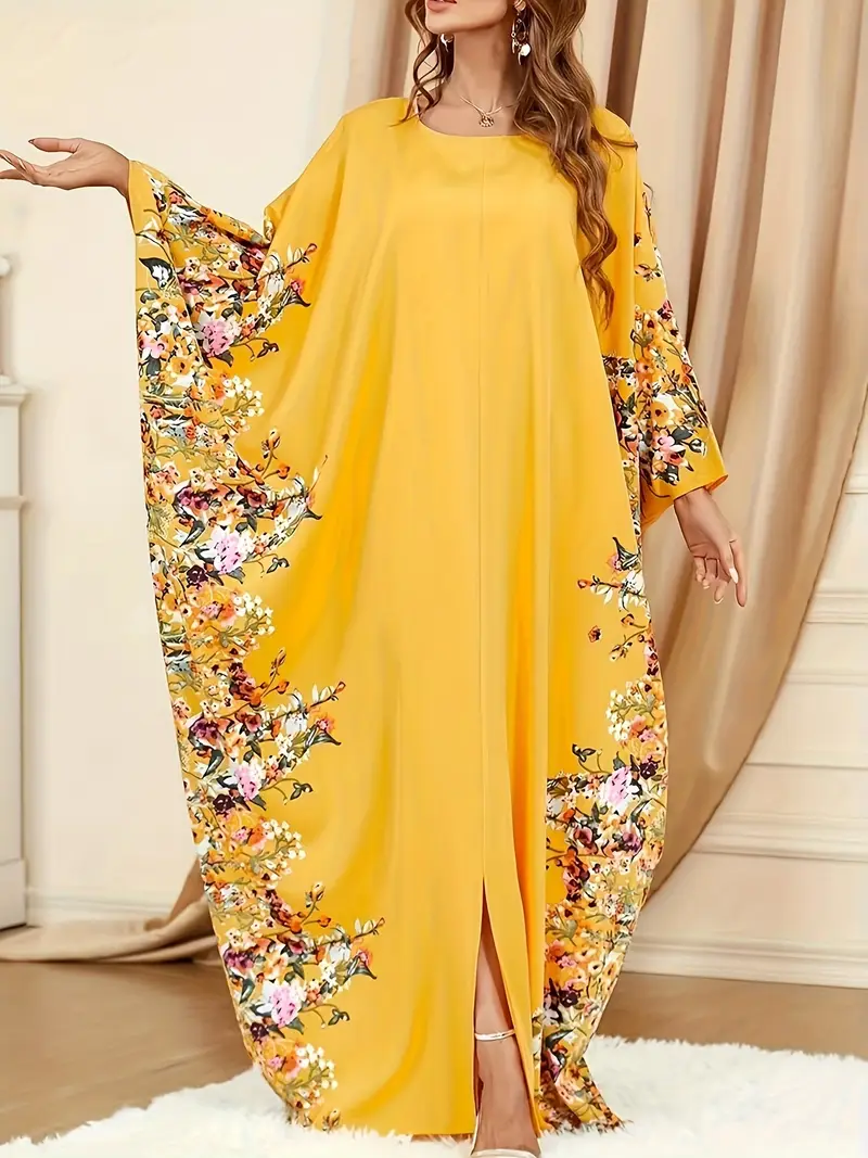 Floral Embroidered Kaftan Dress